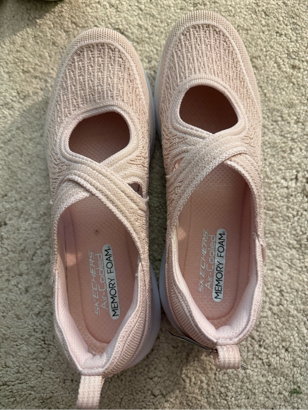 Skechers Light Pink Knit Mary Jane Memory Foam Air-cooled